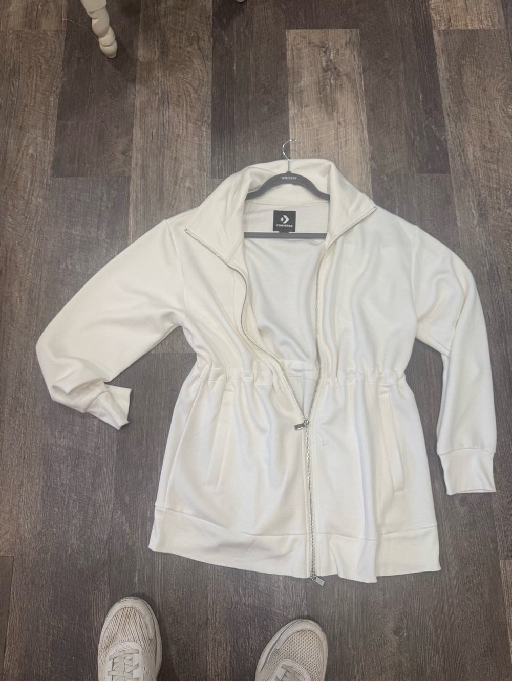 Converse Women's Cream Zip Front Drawstring Jacket